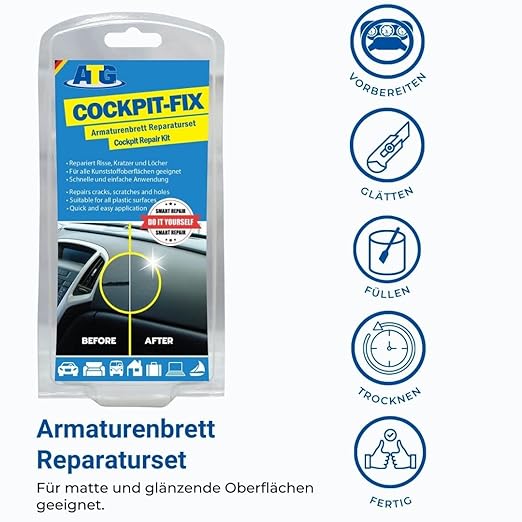ATG Car Dashboard Repair Kit – Dashboard Repair for Cracks & Breaks – Leather & Vinyl Repair – Epoxy Glue Set - Leather & Vinyl