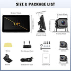 1080P Backup Camera System Kit,7 Inch Reversing Monitor with Record Function Night Vision DVR Monitor 2 Camera 2 Split Screen+Waterproof Reverse/Front View Camera for RV/Semi Box Truck