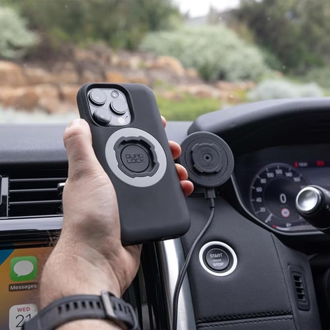 Quad Lock Adhesive Dashboard/Console Car Phone Holder Kit with MAG Wireless Charging Head V2 and MAG Phone Case for iPhone XR