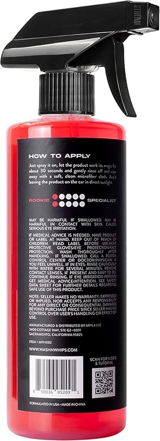 WASH&WHIPS Hockenheim Bug & Insect Remover - Professional Strength, Non-Scratching - Car Detailing, RVs, Boats - 16 fl oz (w/Microfiber Towel)