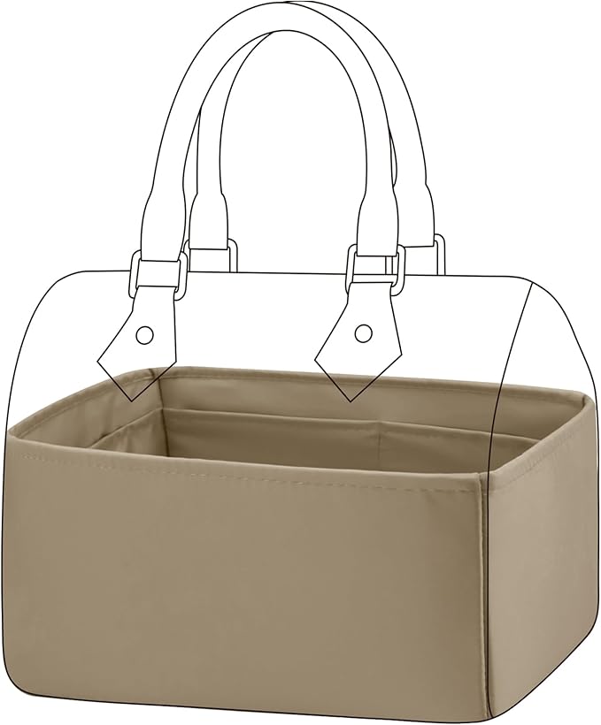 DGAZ Silk Purse Organizer Insert Fits LV Speedy 16/20/25/30/35/45 bags，Silky Smooth Bag Organizer，Luxury Handbag & Tote Shaper（Etoupe grey，SP45）