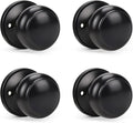 KNOBWELL 4 Pack Black Dummy Door Knob, Single Sided Handle for Closets, French Double Doors, and Pantry, Matte Black One Side Non-Turning Interior Push/Pull Door Knob