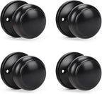 KNOBWELL 4 Pack Black Dummy Door Knob, Single Sided Handle for Closets, French Double Doors, and Pantry, Matte Black One Side Non-Turning Interior Push/Pull Door Knob