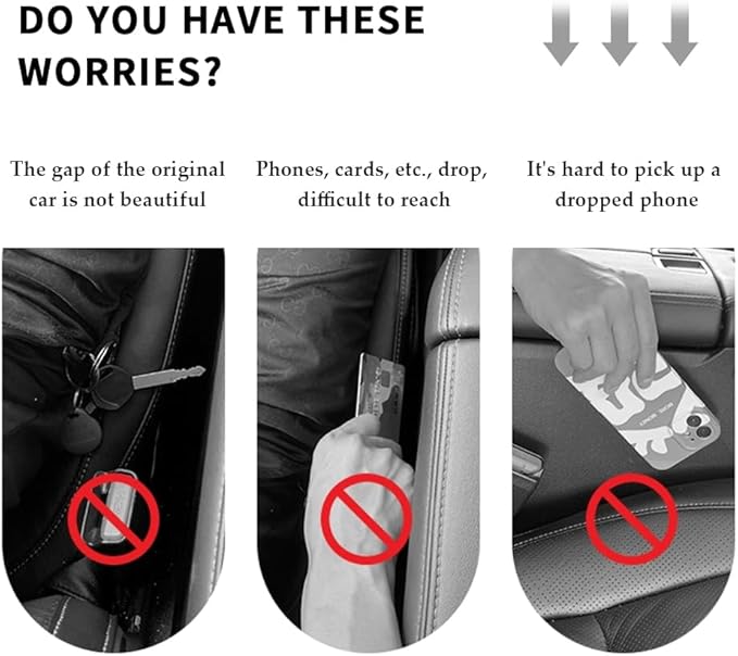 KIFIDAN 2PCS Car Seat Gap Filler,Flexible in between Car Seat Catcher for Tightly Filling Seats Gaps,Universal Cars Console Catcher Interior Cars Accessories for Women & Men (Brown)