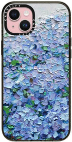 CASETiFY Impact iPhone 15 Plus Case [4X Military Grade Drop Tested / 8.2ft Drop Protection/Compatible with Magsafe] - Paint Print - Nantucket Blue Hydrangeas - Clear Black