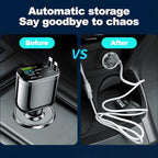 Ankuee Retractable Car Charger, 4 in 1 Super Fast Vehicle Phone Charger Adapter, Auto Cellphone Charging Accessories with Dual Type C Cables & 2 USB Ports, Universal for SUV, Sedan, Truck