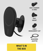 Scosche MPQ6DV-SP Magnetic Phone Holder for Car Dashboard/Vent, 15W Wireless Fast Car Charger Phone Stand, Hands Free Cell Phone Mount Compatible with iPhone 17/16/15/14/13/12 Series & MagSafe Case