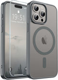 SUPFINE Magnetic for iPhone 15 Pro Case (Compatible with MagSafe) (Military Grade Drop Protection) Translucent Matte Shockproof Phone Case, Gray