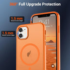 SUPFINE Magnetic for iPhone 11 Phone Case with Screen Protector (Compatible with MagSafe) (Military Grade Drop Protection) Translucent Matte Shockproof Phone Cover,Starry Orange