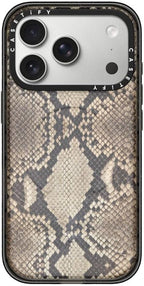 CASETiFY Impact iPhone 17 Pro Case [Slim/Compatible with Magsafe / 8.2 ft. 4X Military Grade Drop Protection] - Brown Snake - Clear Black