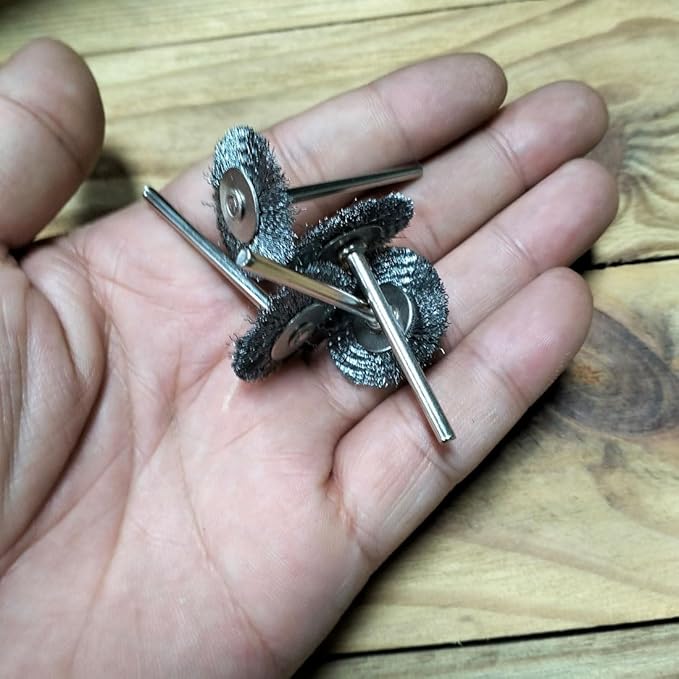 15 Pcs T Shape Stainless Steel Wire Brushes Wheel 1/8'' Mandrel Rust Removed Polishing Wheel for Dremel Rotary Tool
