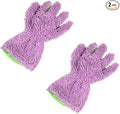 2PCS Car Wash Mitts, Double Sided Chenille Microfiber Dusting Gloves with 5-Finger Design, Anti-Scratch Auto Interior Exterior Detailing Mitt for Cleaning Wheel Tight Spot (Purple)