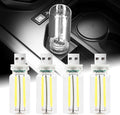 4Pcs Car USB Night Light, Touch Adjustment LED Ambient Lighting Plug in USB Automotive Night Lamps, Mini LED Bulb for Car, Camping, Holiday, Decoration, Bedroom, Party(White)