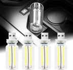 4Pcs Car USB Night Light, Touch Adjustment LED Ambient Lighting Plug in USB Automotive Night Lamps, Mini LED Bulb for Car, Camping, Holiday, Decoration, Bedroom, Party(White)