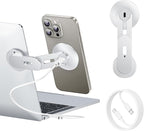 Laptop Phone Holder, Magnetic Phone Stand 15W Fast Wireless Charger for MagSafe for iPhone 17/16/15/14/13/12 & All Phones for Tesla (Silver)