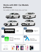 Wireless CarPlay Adapter for iPhone, Converts Factory Wired CarPlay to Wireless, Plug & Play Auto Reconnect, USB-A Dongle + USB-C Adapter, for Cars with OEM Wired CarPlay (iOS 10+, Car Model 2016+)