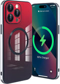 Guppy Compatible with iPhone 14 Pro with MagSafe Case, Magnetic Gradient Case with MagSafe Charging, Gradient Glass Back Cover with Lens Film-Red