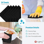 Orighty Black Microfiber Cleaning Cloth, Microfiber Towels for Cars, Highly Absorbent Car Cleaning Supplies, Lint Free Cloths Clean Rags for Car Care, House, Kitchen, 12x11 inch, Pack of 24
