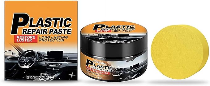Car Interior Restorer – Leather & Plastic Trim Cream, Renews Faded Dash, Seats, Bumpers & Vinyl, UV Protective Polish, Non-Greasy 50g