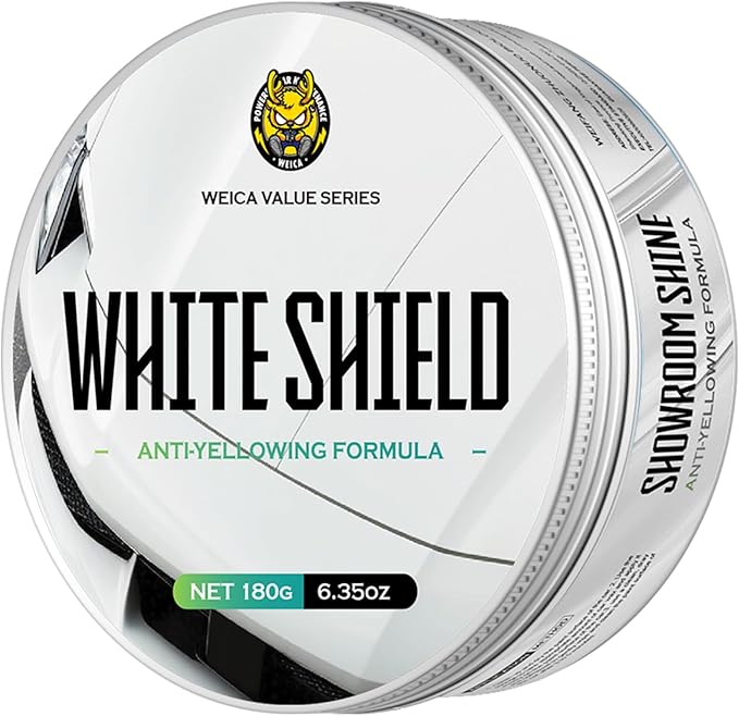 White Car Wax - Anti-Yellowing + UV Defense | Clear Coat Protection | 180g with Sponge& Microfiber Towel