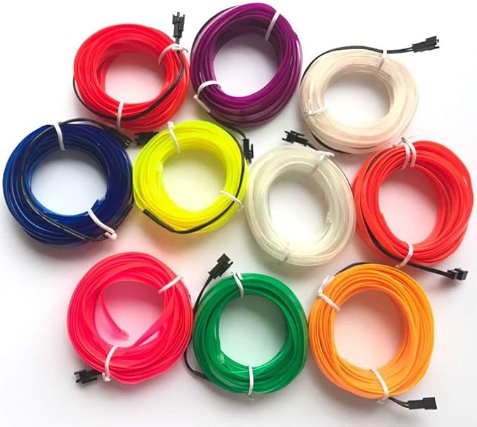 2m/6ft USB EL Wire Neon Light Electroluminescent Wire Glowing Strobing Light for Indoor Outdoor Car Interior Decoration(2m,USB,White)