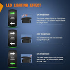 Nilight Turn Signal Switch Green 4Pin ON Off ON Rocker Switch Laser Etched SPDT Toggle Switches 12V 20A 24V 10A Jumper Wires for Cars RVs Boats Campers Trailers