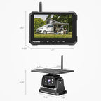 Magnetic Solar Wireless Backup Camera for Truck, 5 Inch No-Drill Installation RV Backup Camera, 1080P Rear View Camera 150° Wide Angle, 24hrs Battery Life, 2.4Hz Signal, Night Vision, RVs, Trailers