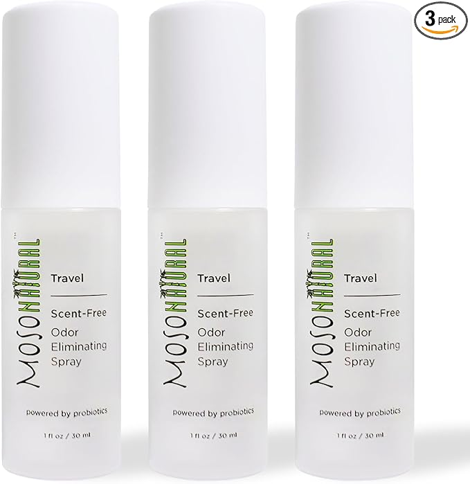 Moso Natural Scent-Free Travel Size Air Freshener Spray (3 Pack) An Unscented Travel-Size Odor Eliminator. 30ml