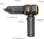 Handheld Cordless Vacuum,Car Vacuum Cleaner,4-in-1 22000PA High Power Portable Rechargeable Vacuum Cleaner with Brushless Motor, Small Handheld Vacuum & Air Blower & Pump-Black