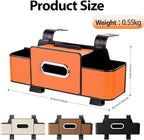 ZenChef Three-in-one Car Organizers and Storage, 2025 New Multi-function Car Tissue Holder, Multi-function Backseat Car Organizer with Cup Holder, Tissue Box, Hook (brown)