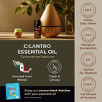 100% Pure Cilantro Essential Oil - 0.34 Fl Oz - Cilantro Oil for Hair, Skin, Diffuser, Aromatherapy & DIY Candle Making Scent