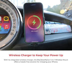 BlackboxMyCar 4-in-1 Safety Wireless Mount, Wireless Car Charger, Fast Car Phone Holder Charger, Easy Install with Air Vent Clamp, Built-in Safety Hammer and Seatbelt Cutter, iPhone Compatible