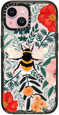 CASETiFY Impact Case for iPhone 15 [8.2ft 4X Military Grade Drop Protection/Compatible with Magsafe] - Bee in The Flowers by Papio Press - Clear Black