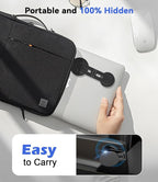 Magnetic Laptop Phone Holder, Foldable Hidden Mount Compatible with iPhone 17/16/15/14/13 & All Phone, 360° Rotating Monitor Side Phone Stand for Laptop, Tesla Model 3/Y, Desktop, Black