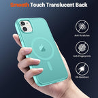 SUPFINE Magnetic for iPhone 12 Mini Case & iPhone 13 Mini Case (Compatible with MagSafe) (Military Grade Drop Protection) Translucent Matte Shockproof Phone Cover,Blue Green