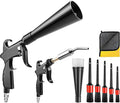 Detailing Car Cleaning Gun Interior Dryer Air Blow Gun, High Pressure Blower Gun with 5 Pcs Brushes for Auto Carpet Seats Dashboard Console Cleaning