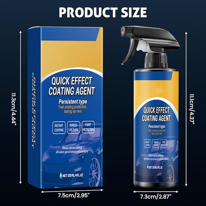 Advanced Car Quick-acting Coating Agent Spray, Upgrade Car Coating Spray, Quick Effect Coating Agent, Quickly Coat Car Wax, Polish Sprays Waterless Wash Wax, Oil Film Emulsion Glass Cleaner (2Pcs)
