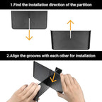 YOJOJOCO Center Console Dividers Organizer Compatible with Honda 2023-2025 2026 Pilot ＆ 2024-2026 Ridgeline ＆ 2024-2026 Passport Accessories Black ABS Plastic Material Secondary Compartment Organizer