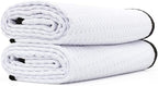 The Rag Company - Dry Me A River - Professional Korean 70/30 Blend Microfiber Waffle-Weave Drying & Detailing Towels, Soft Suede Edges, 390GSM, 20in x 40in, White (2-Pack)