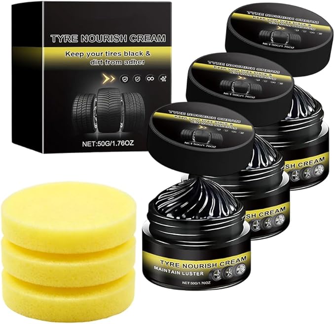 Powerful Wheel Cleaning Refurbish Wax, 2026 New Tire Polish with Sponge, Tire Conditioner for Auto Detailing, Long-Lasting Tyre Nourish Cream, Tire Shine Gel for Vehicles (1)