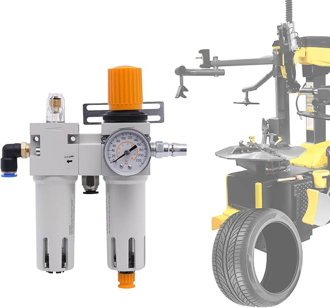 Tire Changer Machine Parts Air Pressor Oil Water Separator with Digital Tire Pressure Gauge Regulator Trap Filter Tire Changer Air Pressor Fit and Maximum Pressure of 145Psi
