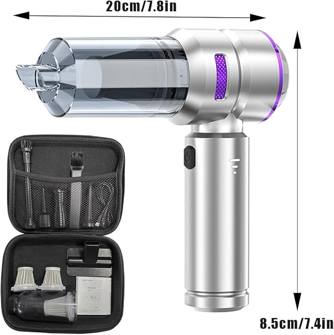 Tiiyee Car Vacuum Portable Cordless, Handheld Car Vacuum 16000PA High Power 4 in 1 with Dust Collection Filter Multi Nozzles Brushless Motor Type-C Charge for Home Office Keyboards Pet Hair