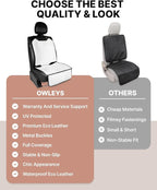 Owleys Set Seat Back Organizer & Car Seat Protector Hexy Waterproof & Non-Slip Protector for Child Car Cushion for Leather and Fabric Seats (White Set 2)