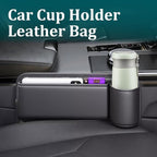 Car Seat Gap Organizer, Multifunctional Car Seat Organizer with Adjustable Cup Holder, Leather Car Seat Gap Storage Box for Holding Phones, Coins, Cards, Keys, Pens (Black)