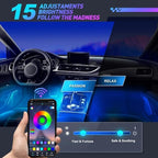 RGB Interior Car LED Strip Lights,72 LED Interior Lights with Smart APP Remote Control,Multicolor Footwell Under Dash Inside Light Kits Music Sync Mode,for Vehicle Internal Car Ambient Lighting Kits