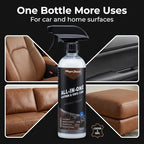 Magic Finish All-In-One Leather Conditioner & Vinyl Restorer (16 oz) – Non-Greasy Formula w/UV Shield – Nourishing Multi Surface Cleaner for Cars & Furniture – Leather Protector Spray (Coconut)