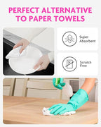 Tear-A-Rag Roll -50 Pack, 12 x 12 Microfiber Cleaning Cloth, Reusable Towels for Home, auto and Shop (White)
