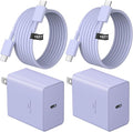USB C Charger Type C Charger Fast Charging 10FT 45W Samsung Chargers 2-Pack with iPhone Air/17/17 Plus/17 Pro/17 Pro Max/16/16 Plus/16 Pro/16 Pro Max/15/15 Pro Max/iPad Pros/Galaxy S25 S24(Purple)