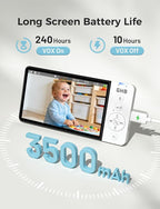 GHB Wireless Baby Car Camera 5" HD, 3500mAh Baby Monitor 2000mAh Camera Non WiFi, Temperature Alert, 720P Night Vision VOX Mode, 360° Rotatable Rear Facing Monitor Baby Essentials Gifts for Home Pets