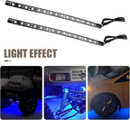 4 PCS Car LED Strip Lights, 5050-15SMD High Brightness Flexible Lamp Strips, IP67 Waterproof 12V DC Bulb with Back-adhesive, Universal Ambient Lighting for Cars Motorcycles Boats (Blue)
